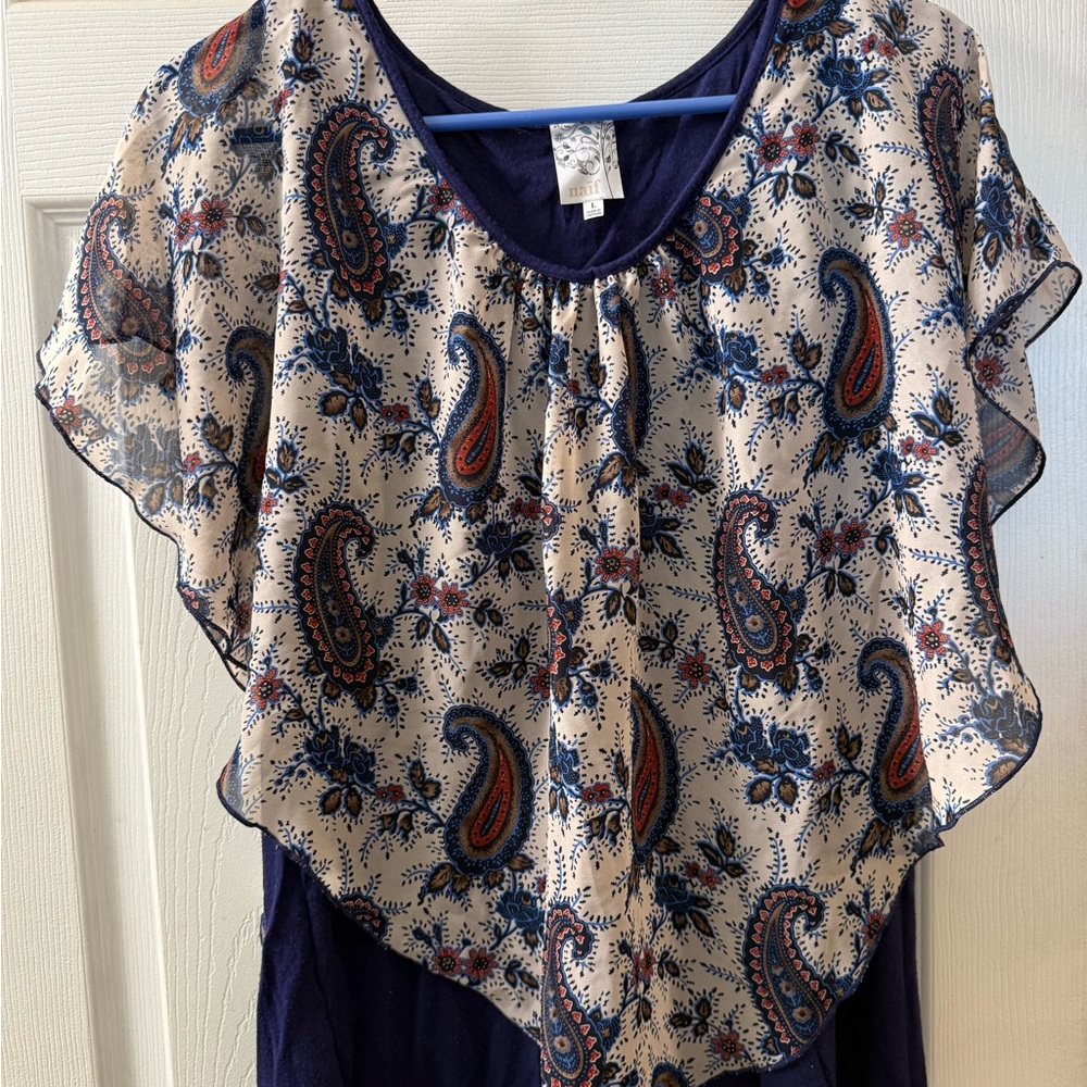 NAIF Navy and Cream Paisley Blouse